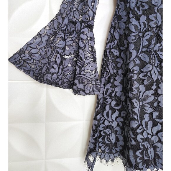 New Blue Lace Dress Long Bell Sleeve Witchy Mini Party Cocktail V-Neck M 6 Venus - Picture 6 of 8